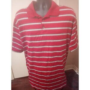 Nike Dri Fit Tiger Woods Collection Mens 2XL Polo Red Striped Golf Athletic